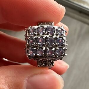 14K white gold tanzanite cluster ring